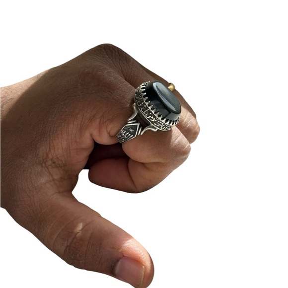 Egypt black onyx handmade 925 sterling silver ring - Picture 1 of 9